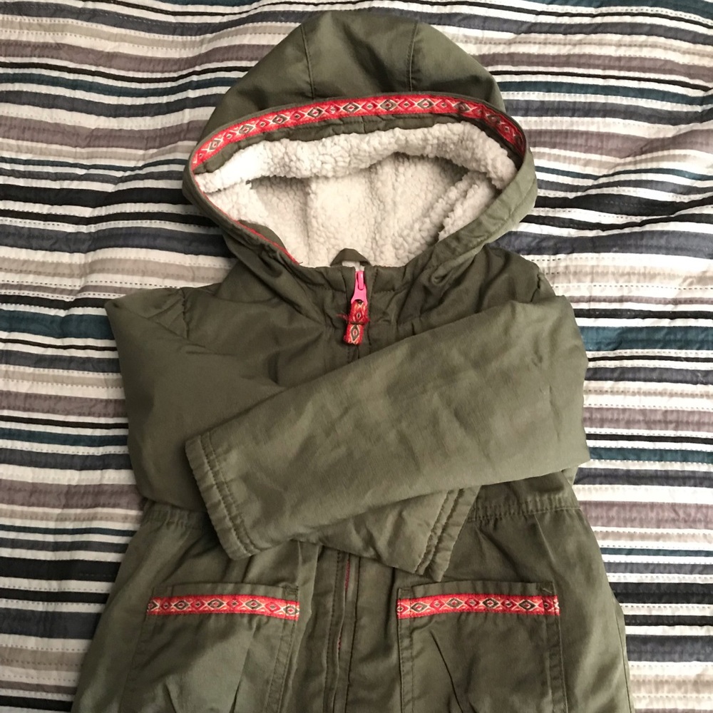 Girls Cat &Jack Olive green fleece lined jacket